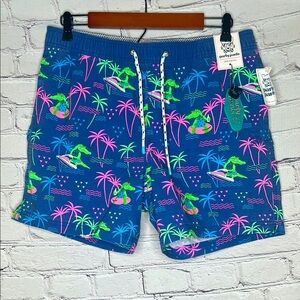 Party Pants Colorful Palm Tree & Crocodile Swim Shorts Size Medium Brand New